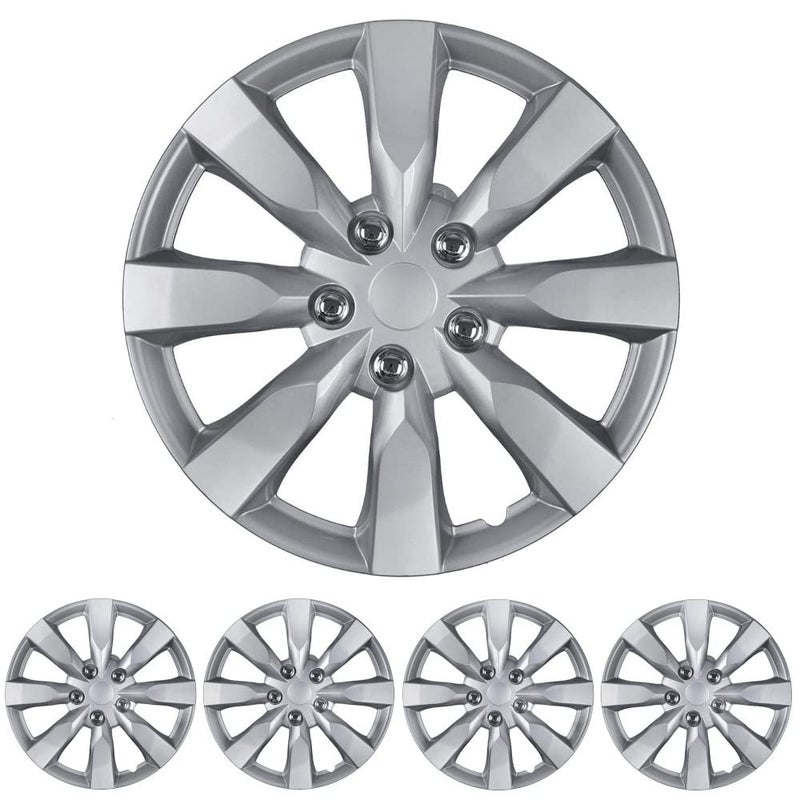 BDK (4-Pack) Premium 16" Wheel Rim Cover Hubcaps OEM Style Replacement Snap On Car Truck SUV Hub Cap - 16 Inch Set, Abs,Steel, Acrylonitrile Butadiene Styrene - Image 1
